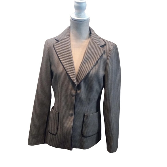 Liz Claiborne Women Grey & Black Houndstooth 2 Button Blazer Sz 6 Career Jacket - Picture 1 of 8